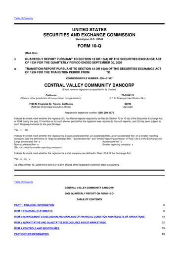Thumbnail Community West Bancshares 10-Q Quarterly Report FY 