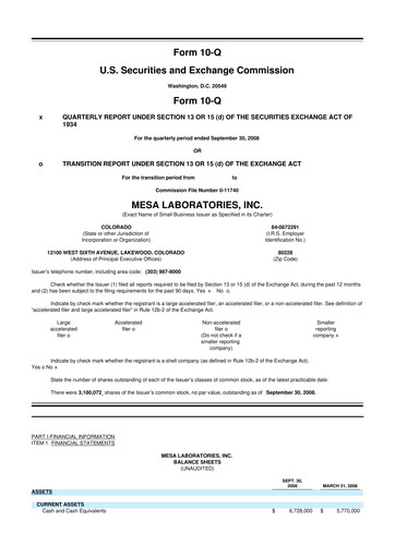 Thumbnail Mesa Laboratories 10-Q Quarterly Report FY 
