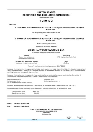 Thumbnail Casella Waste Systems
 10-Q Quarterly Report FY 