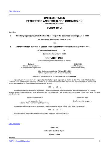 Miniature Copart
 10-Q Rapport trimestriel  