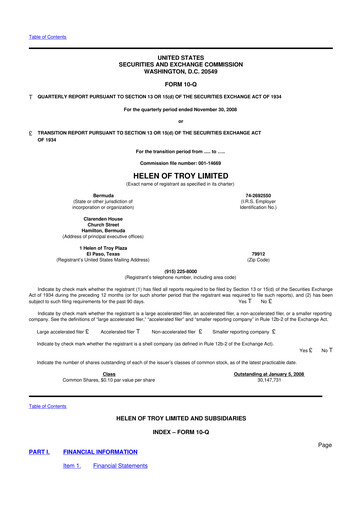 Vorschaubild Helen of Troy 10-Q Quartalsbericht  