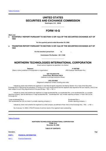 Thumbnail Northern Technologies International 10-Q Quarterly Report FY 