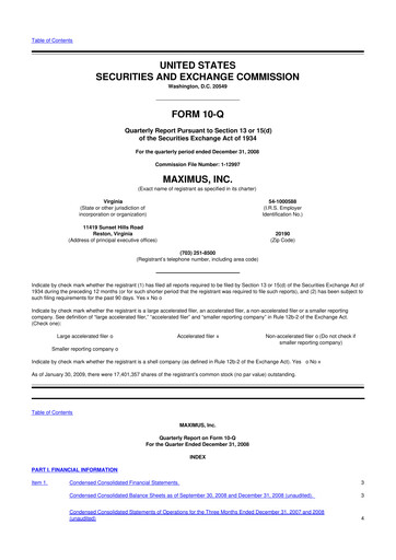 Thumbnail Maximus 10-Q Quarterly Report FY 