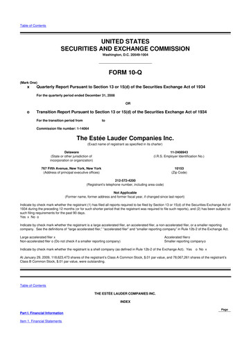 Miniature Estee Lauder 10-Q Rapport trimestriel  