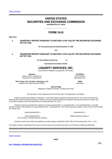 Miniature Liquidity Services
 10-Q Rapport trimestriel  