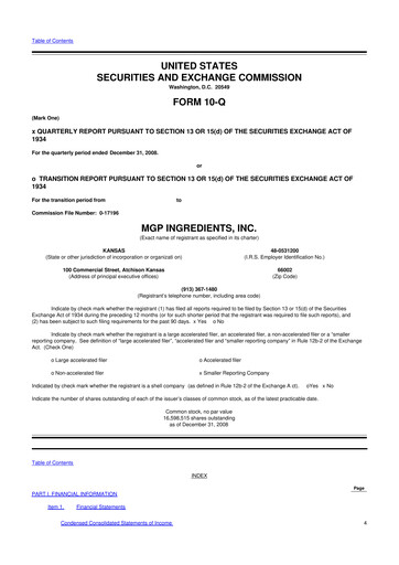 Thumbnail MGP Ingredients 10-Q Quarterly Report FY 