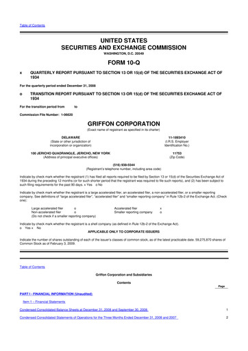 Thumbnail Griffon Corporation
 10-Q Quarterly Report FY 