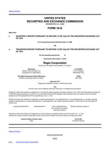 Thumbnail Regis Corporation
 10-Q Quarterly Report FY 