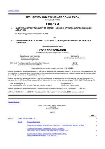 Thumbnail Koss 10-Q Quarterly Report FY 