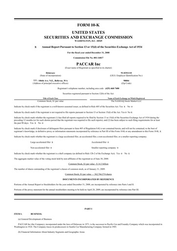 Thumbnail Paccar 10-K Annual Report 