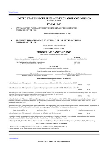 Thumbnail Brookline Bancorp 10-K Annual Report 