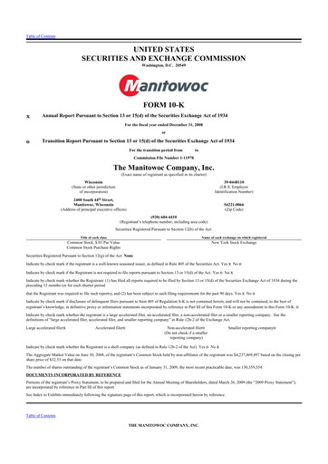 Thumbnail The Manitowoc Company
 10-K Annual Report 