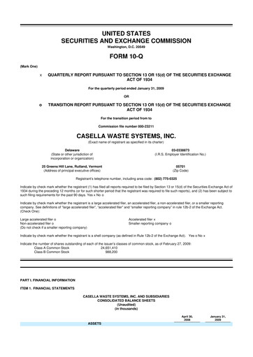 Thumbnail Casella Waste Systems
 10-Q Quarterly Report FY 