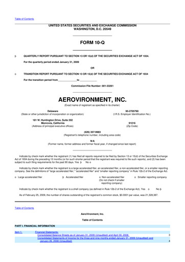 Thumbnail AeroVironment 10-Q Quarterly Report FY 