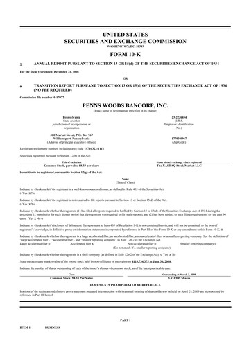 Thumbnail Penns Woods Bancorp 10-K Annual Report 