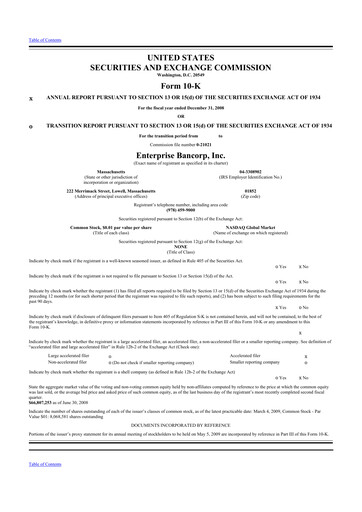 Thumbnail Enterprise Bancorp 10-K Annual Report 