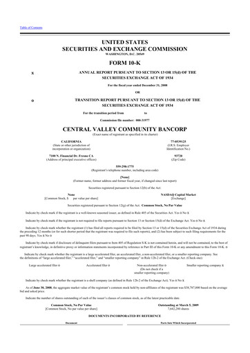 Thumbnail Community West Bancshares 10-K Annual Report 