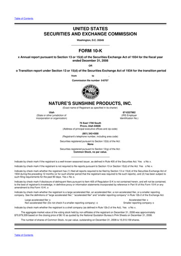 Thumbnail Nature's Sunshine Products 10-K Annual Report 