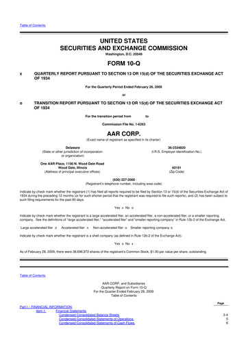 Thumbnail AAR 10-Q Quarterly Report FY 