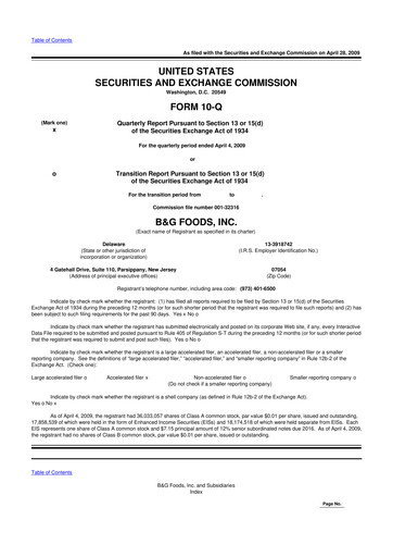 Vorschaubild B&G Foods

 10-Q Quartalsbericht  