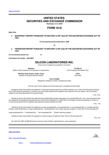 Thumbnail Silicon Labs
 10-Q Quarterly Report FY 