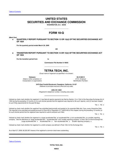 Thumbnail Tetra Tech
 10-Q Quarterly Report FY 