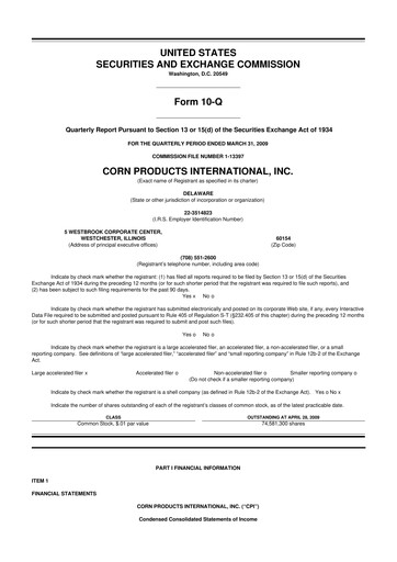 Thumbnail Ingredion 10-Q Quarterly Report FY 