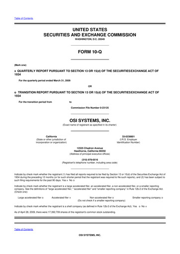 Thumbnail OSI Systems
 10-Q Quarterly Report FY 