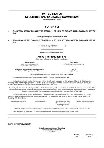 Thumbnail Anika Therapeutics 10-Q Quarterly Report FY 