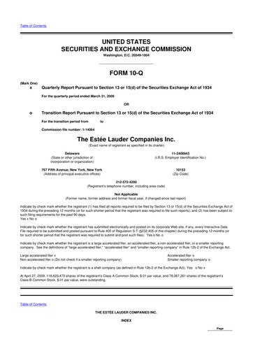 Miniature Estee Lauder 10-Q Rapport trimestriel  