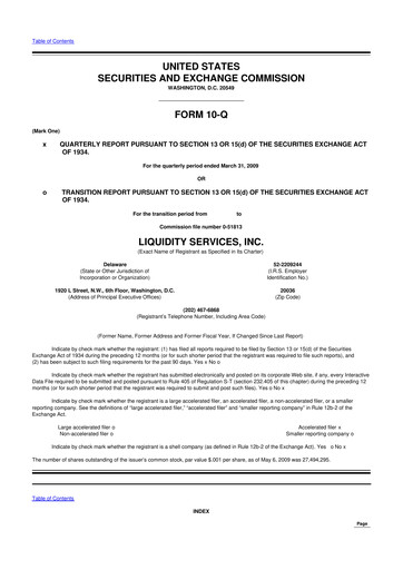 Miniature Liquidity Services
 10-Q Rapport trimestriel  
