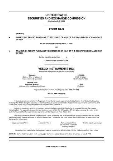Thumbnail Veeco
 10-Q Quarterly Report FY 