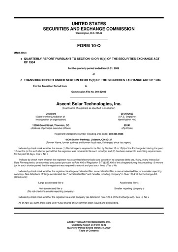 Thumbnail Ascent Solar Technologies 10-Q Quarterly Report FY 