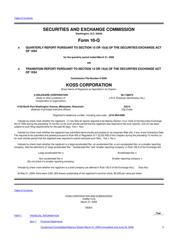 Thumbnail Koss 10-Q Quarterly Report FY 