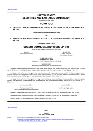 Thumbnail Cogent Communications
 10-Q Quarterly Report FY 