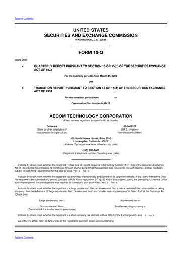 Thumbnail AECOM 10-Q Quarterly Report FY 