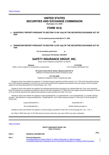 Miniature Safety Insurance
 10-Q Rapport trimestriel  