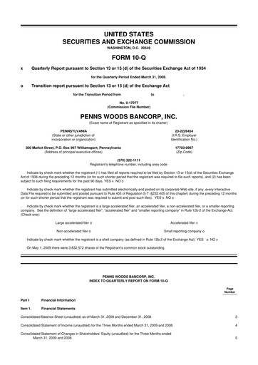 Thumbnail Penns Woods Bancorp 10-Q Quarterly Report FY 
