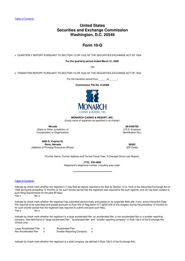 Thumbnail Monarch Casino & Resort 10-Q Quarterly Report FY 