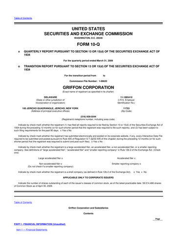 Thumbnail Griffon Corporation
 10-Q Quarterly Report FY 