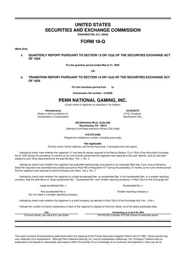 Thumbnail PENN Entertainment
 10-Q Quarterly Report FY 