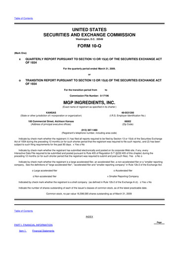 Thumbnail MGP Ingredients 10-Q Quarterly Report FY 