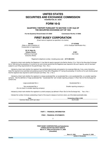 Thumbnail First Busey 10-Q Quarterly Report FY 