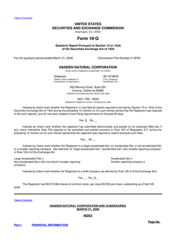 Thumbnail Monster Beverage 10-Q Quarterly Report FY 