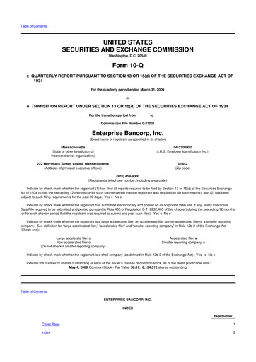 Thumbnail Enterprise Bancorp 10-Q Quarterly Report FY 