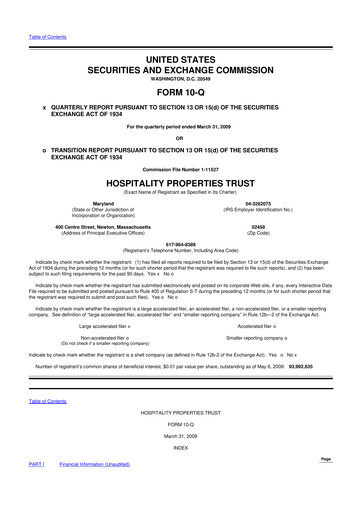 Thumbnail Service Properties Trust 10-Q Quarterly Report FY 