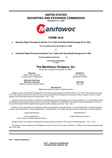 Vorschaubild The Manitowoc Company
 10-Q Quartalsbericht  