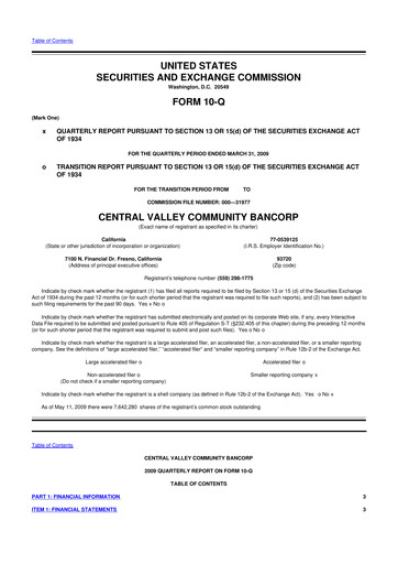 Thumbnail Community West Bancshares 10-Q Quarterly Report FY 