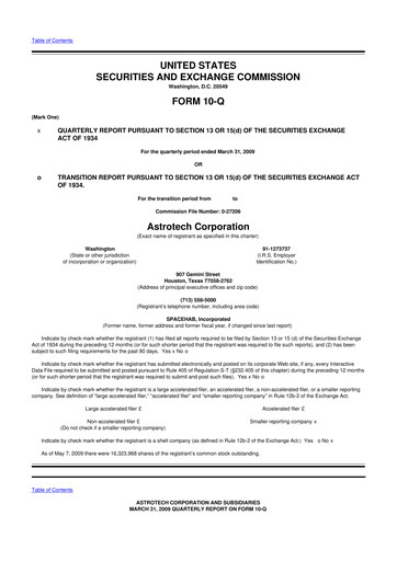 Miniature Astrotech 10-Q Rapport trimestriel  