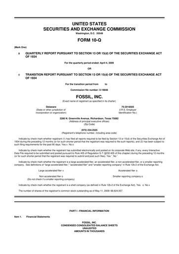 Thumbnail Fossil Group 10-Q Quarterly Report FY 